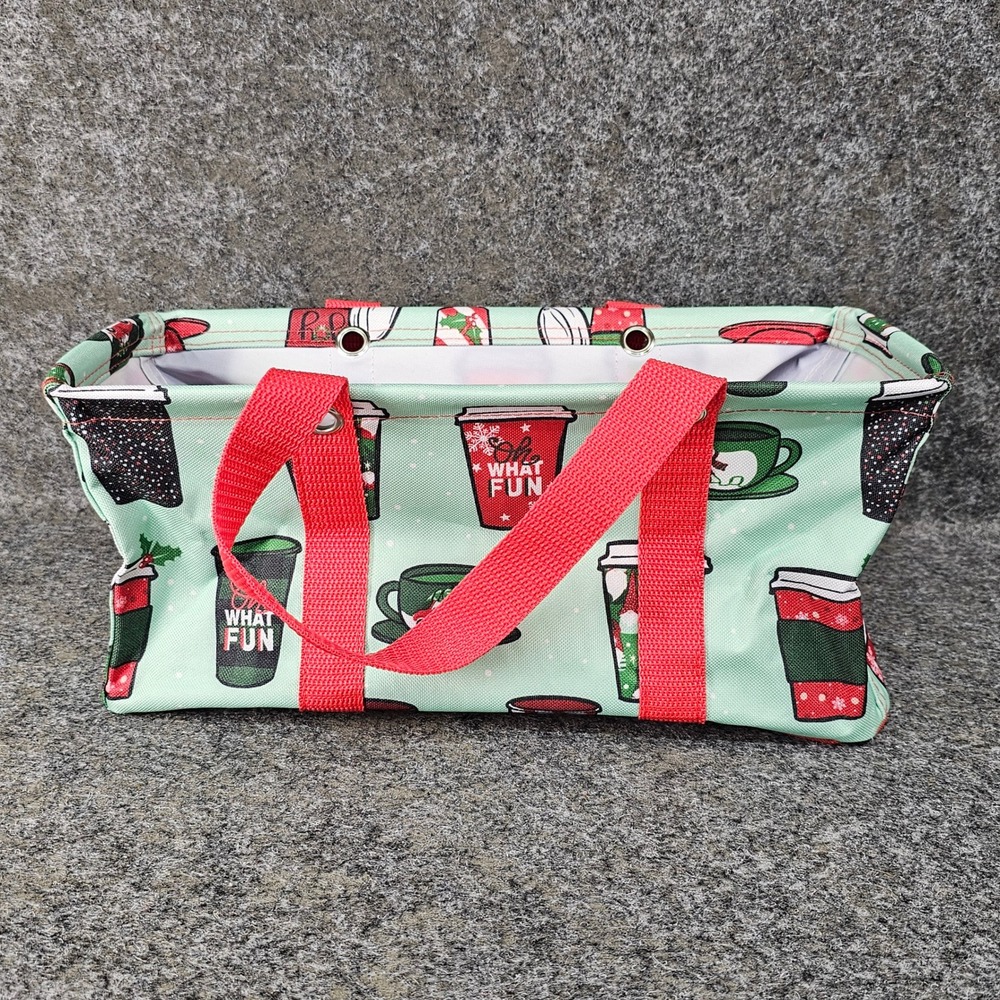 Thirty-One Gifts Tiny Utility Holiday Cafe Print, Mint Red